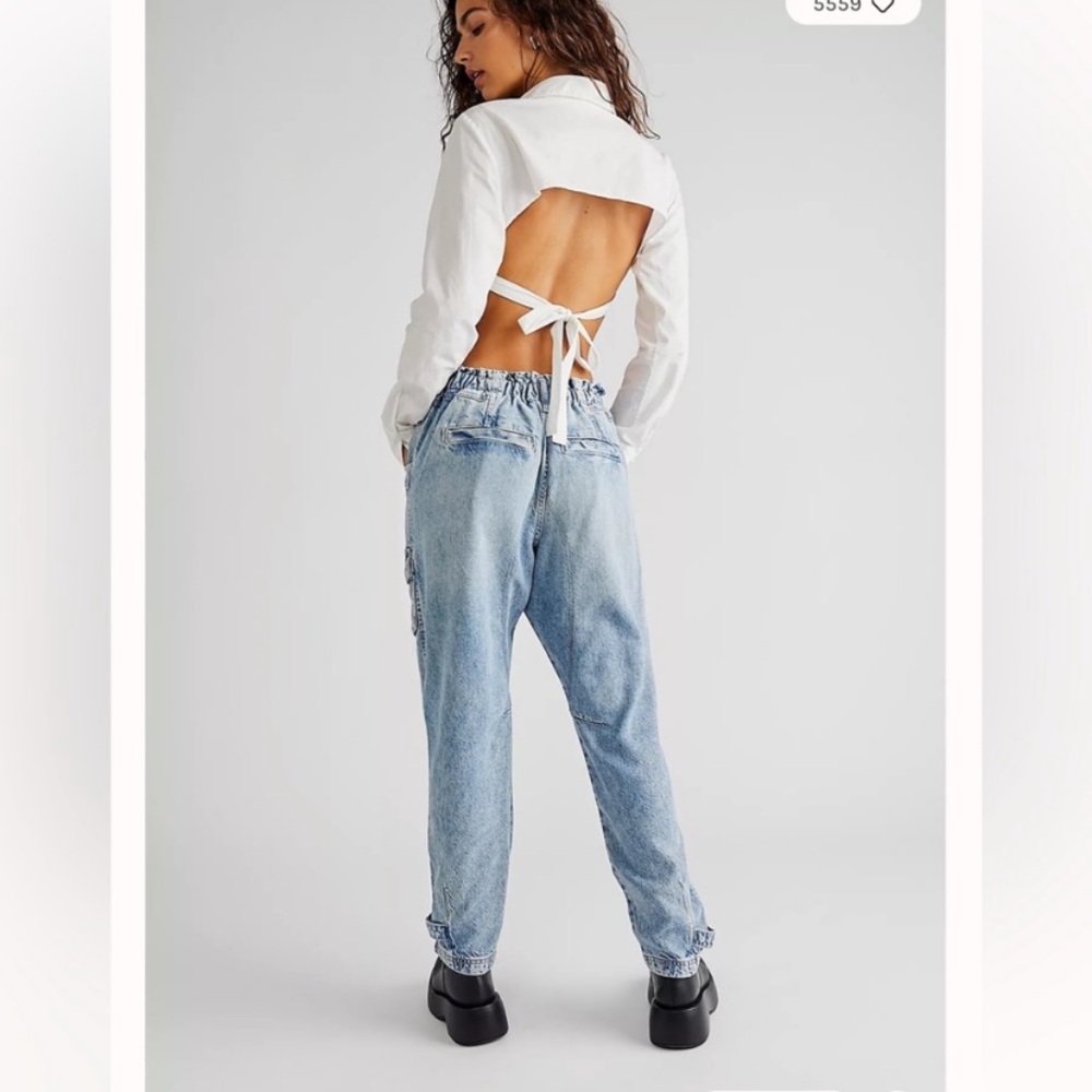 Free People We The Free Hazel Pull-On Drop-Waist Jeans Size XS Perfected Blue - Picture 5 of 13
